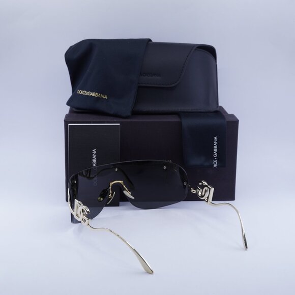 Dolce & Gabbana DG2320 02/87 Shield Sunglasses - Shiny Gold/Grey - Picture 4 of 10